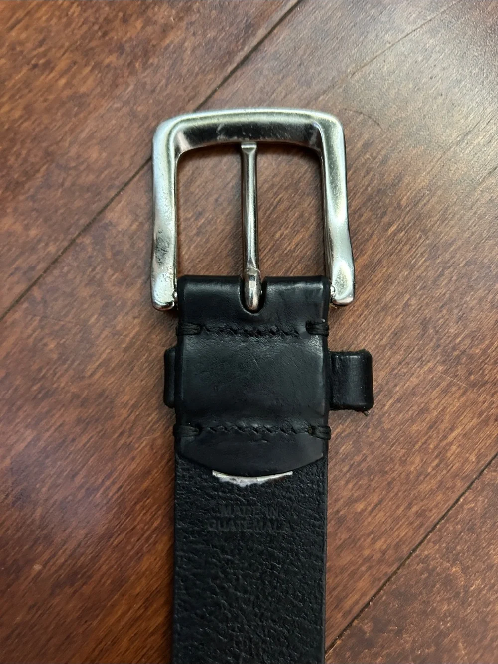 Fossil Men's Black Leather Belt with Silver Buckle, 80/32